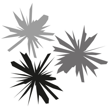 Abstract three bursts. Gray spike shapes. Shatter explosion Vector symbol. Neutral color element. EPS 10.のイラスト素材