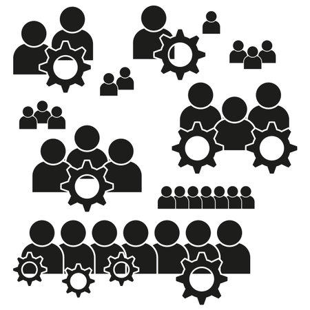 Teamwork gear icons. Business process symbols. Operation success Vector. Management figure graphic. EPS 10.のイラスト素材