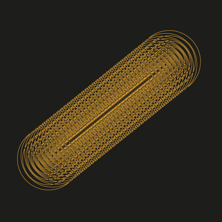 Orange tunnel effect. Circle line Vector. Oblong tube element. Intense minimalist black background....