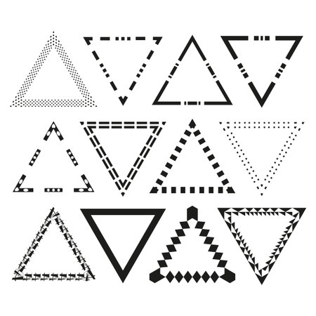 Sophisticated triangular border. Intricate monochrome Vector. Comprehensive geometry collection. Professional graphic ornament. EPS 10.のイラスト素材