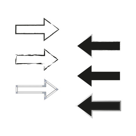 Highly sophisticated navigation arrow Vector. Modern directional pointer icons. Six 6 symbols....