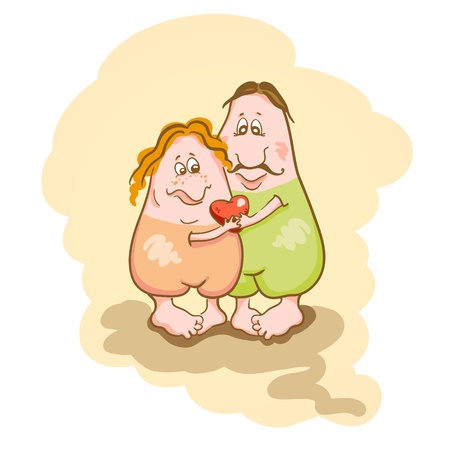 Valentine background with funny couple in love.のイラスト素材