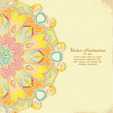 Elegant Indian ornamentation on a dark background  Stylish design  Can be used as a greeting card or wedding invitationのイラスト素材