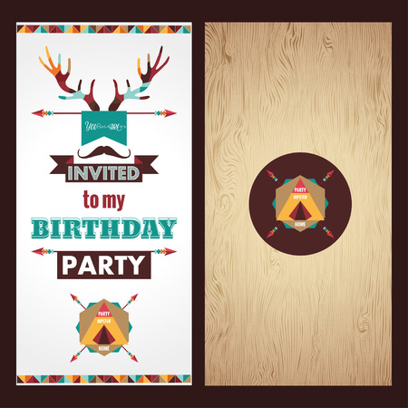 Hipster style. Vector illustration Happy birthday cardのイラスト素材