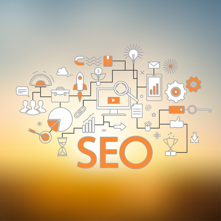 Analytics search information and website SEO optimizationのイラスト素材