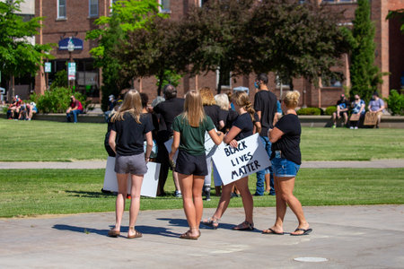 Wausau, Wisconsin, USA - June, 6th, 2020 protesters for black lives matter are just starting to...