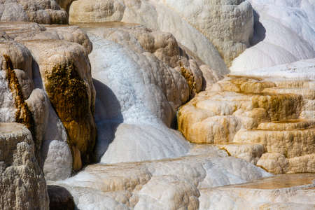 Mammoth Hot Springs at Yellowstone National Park, Wyoming, horizontalの写真素材