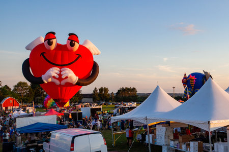 Marathon City, Wisconsin, USA, July 9, 2021, Taste N Glow Balloon Fest just West of Wausau, horizontalのeditorial素材