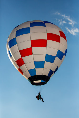 Marathon City, Wisconsin, USA, July 9, 2021, Taste N Glow Balloon Fest just West of Wausau, verticalのeditorial素材