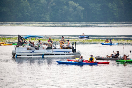 Wausau, Wisconsin, USA, July 31, 2021, 7th Annual Paddle Pub Crawl, Ed Giallomardo and Feed the Dog...