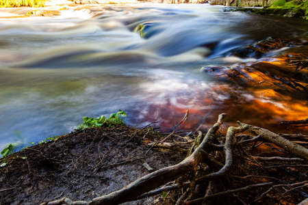 Eau Claire River running through the Dells of the Eau Claire Park in Aniwa, Wisconsin, horizontal