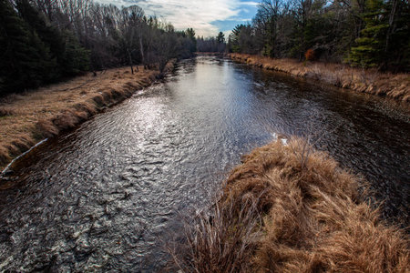 Eau Claire River in central Wisconsin on a calm November day, horizontal