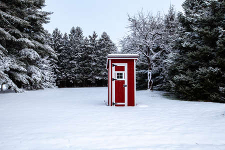 Wisconsin warming hut for children waiting for the bus, horizontalの写真素材