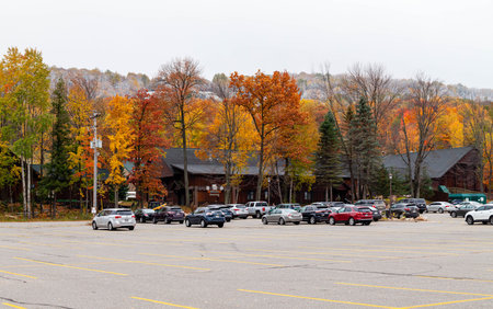 Wausau, Wisconsin, USA, October 15th, 2022-sightseers coming to Granite Peak Ski area to ride the lift to see the fall colors, horizontalのeditorial素材