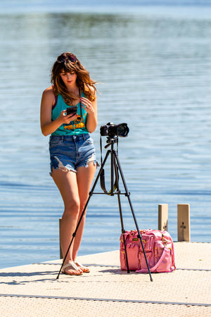 The annual Paddle Pub Crawl on Lake Wausau, Wisconsin takes place on the last Saturday in Julyのeditorial素材
