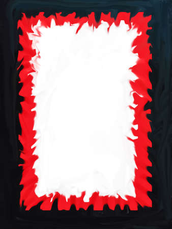 Rectangular frame gradient blur black and red tone, with white background inside.の写真素材