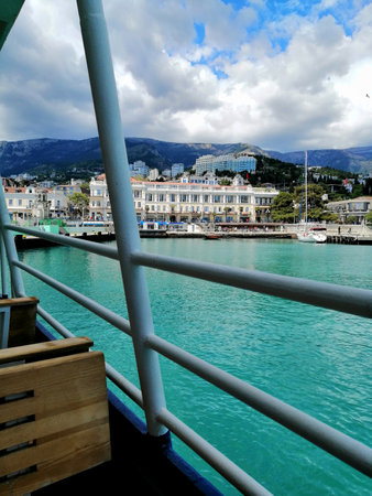 View of Yalta from the ship Crimeaの写真素材