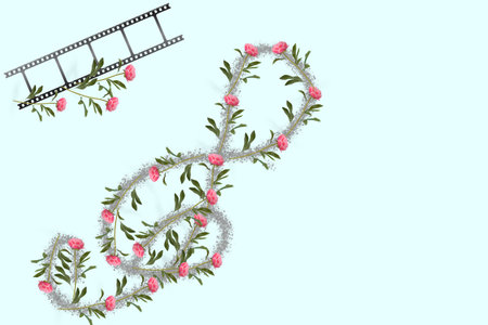 Creative illustration of the DNA symbol made of flowers. art design.