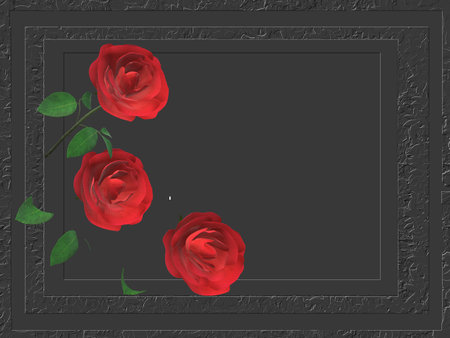 Red roses on a black background with a frame. vector illustration.の写真素材