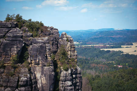 top of the rock on a beautiful landscape background Germany, Saxonyの写真素材