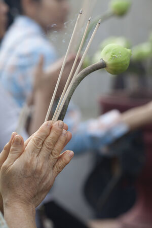 Devotee in templeの写真素材