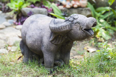 Stone buffalo statueの写真素材