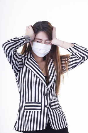 Asian business woman with face mask の写真素材