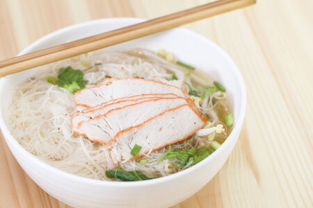 Thai noodle on tableの写真素材