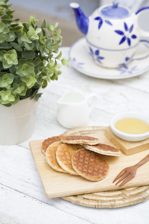 Round ruddy wafflesの写真素材