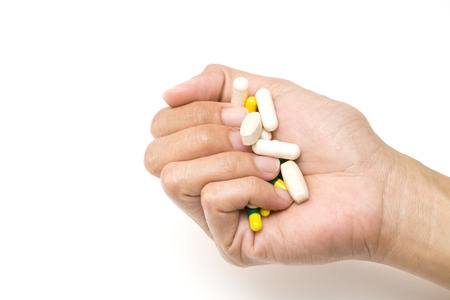 Pills in handの写真素材