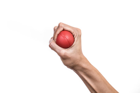 Hands of a woman squeezing a stress ballの写真素材