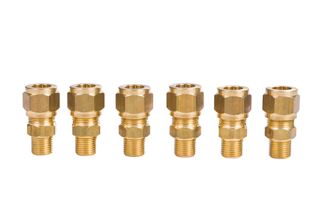 Fittings for water pipe brass joints, close-up