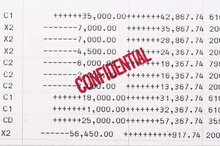 confidential contents on the bank statement