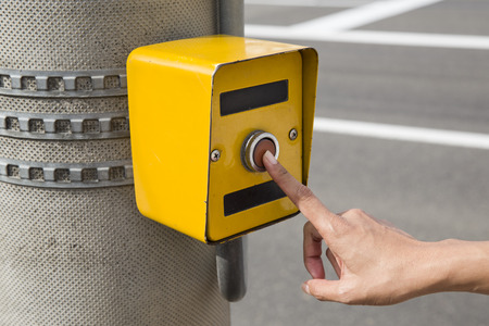 Symbol for disabled person at the traffic lightの写真素材