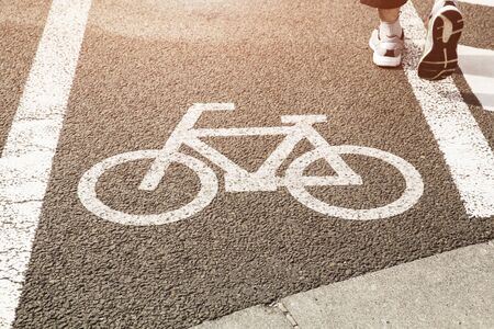 bicycle road signの写真素材