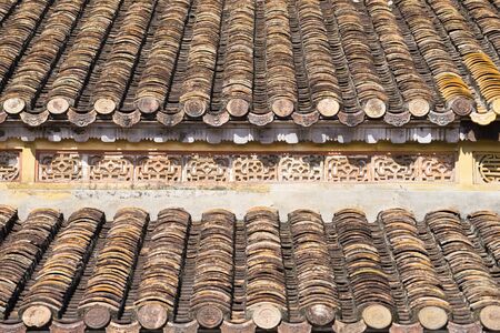 close up of old roof tileの写真素材