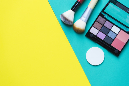 Set of cosmetics on colorful backgroundの写真素材