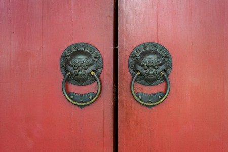 Old-fashioned steel knocker, close upの写真素材