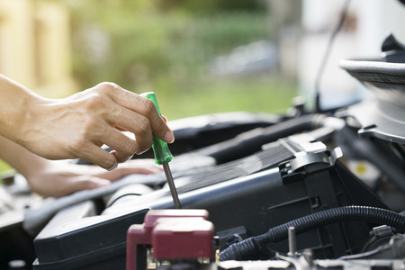 Technician check the engine daily, maintenance and repair conceptの写真素材