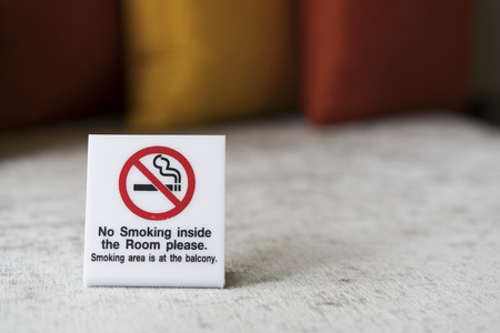 No smoking sign inside the room in the hotelの写真素材