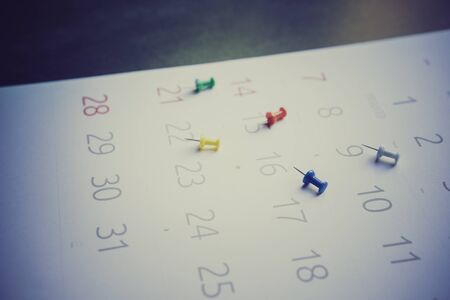 close up of calendar on the table, planning for business meeting or travel planning conceptの写真素材