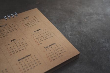 close up of calendar on the table, planning for business meeting or travel planning conceptの写真素材