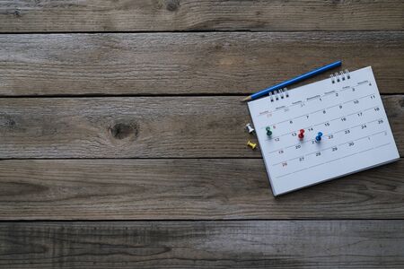 close up of calendar on the table, planning for business meeting or travel planning conceptの写真素材