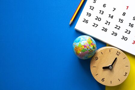close up of calendar on the table, planning for business meeting or travel planning conceptの写真素材