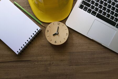 engineer or architect desk background in the office, project ideas conceptの写真素材