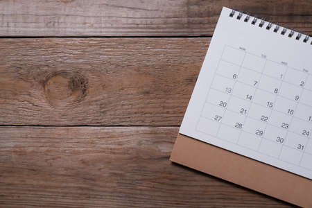 close up of calendar on the table, planning for business meeting or travel planning conceptの写真素材