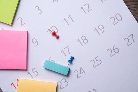 close up of calendar on the table, planning for business meeting or travel planning conceptの写真素材