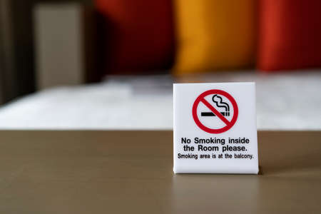 No smoking sign inside the room in the hotelの写真素材
