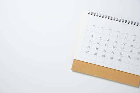close up of calendar on the white table background, planning for business meeting or travel planning conceptの写真素材