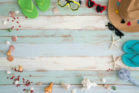 concept of travel vacation trip and long summer weekend planning on wooden table background